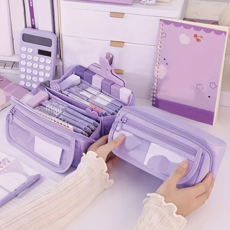 Large Capacity Pencil Case Organizer — Multi-Compartment Desktop Storage