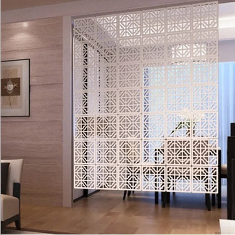 Decorative Folding Screen Partition — Laser Engraved Room Divider, 5-Piece Set