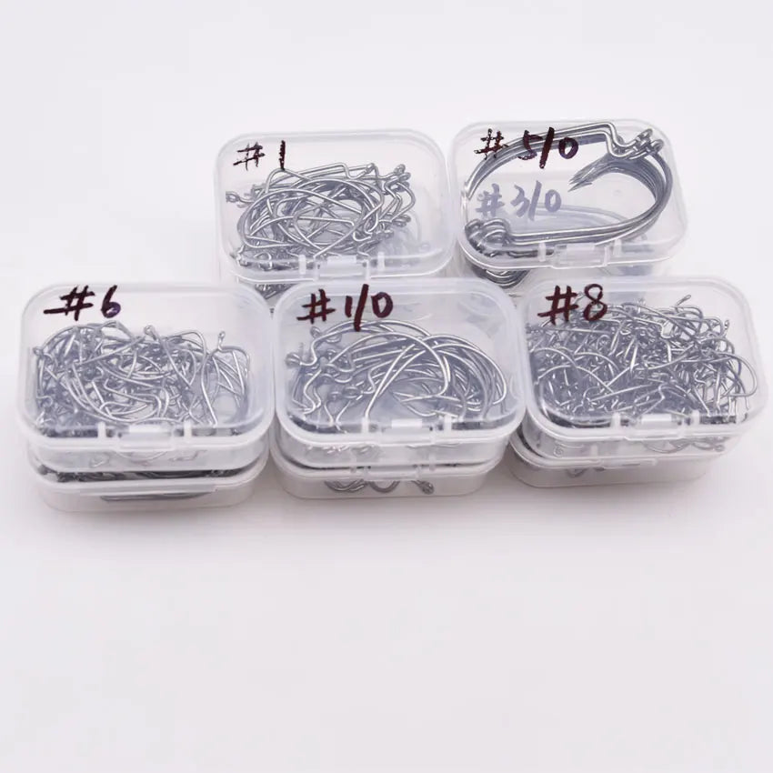 JYJ High Carbon Steel Offset Worm Hooks — Super Slide Fishhooks for Texas Rig