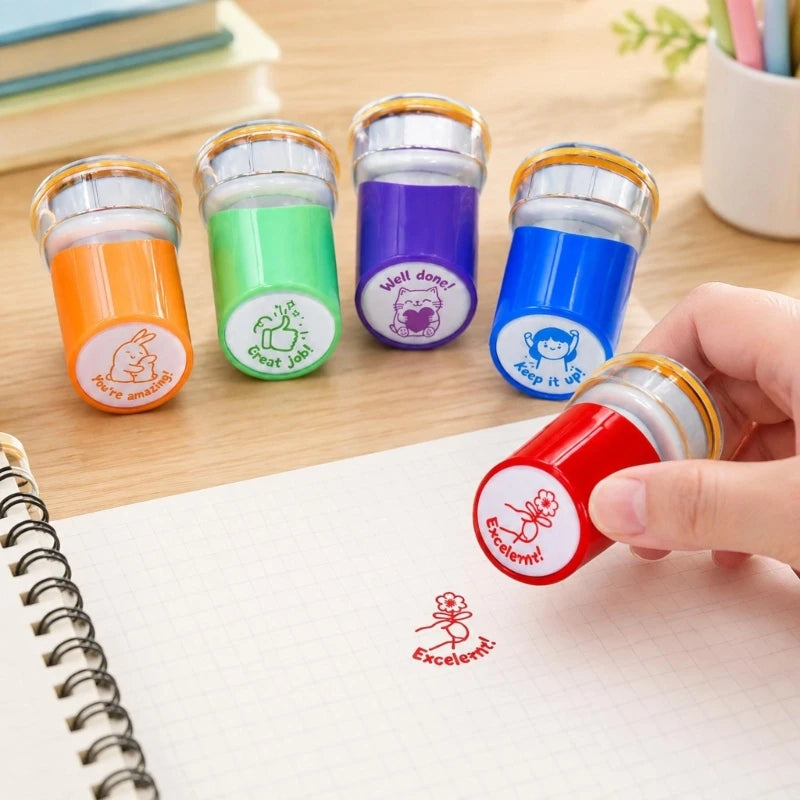 Spanish Teacher Feedback Stamp Set — 5 Colorful Praise Designs for Grading
