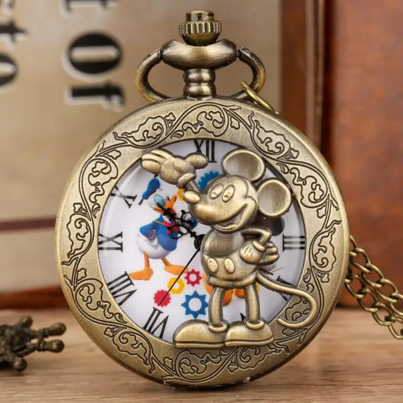 YISUYA Antique Bronze Pocket Watch — Vintage Quartz Pendant with Chain