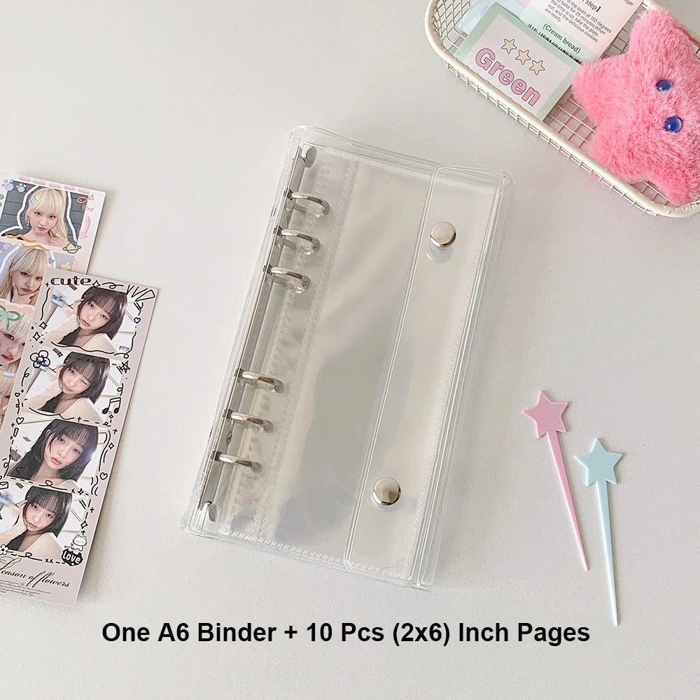 HarPaper Glitter Photo Booth Album — Clear A6 Binder for 2x6 Inch Photo Strips