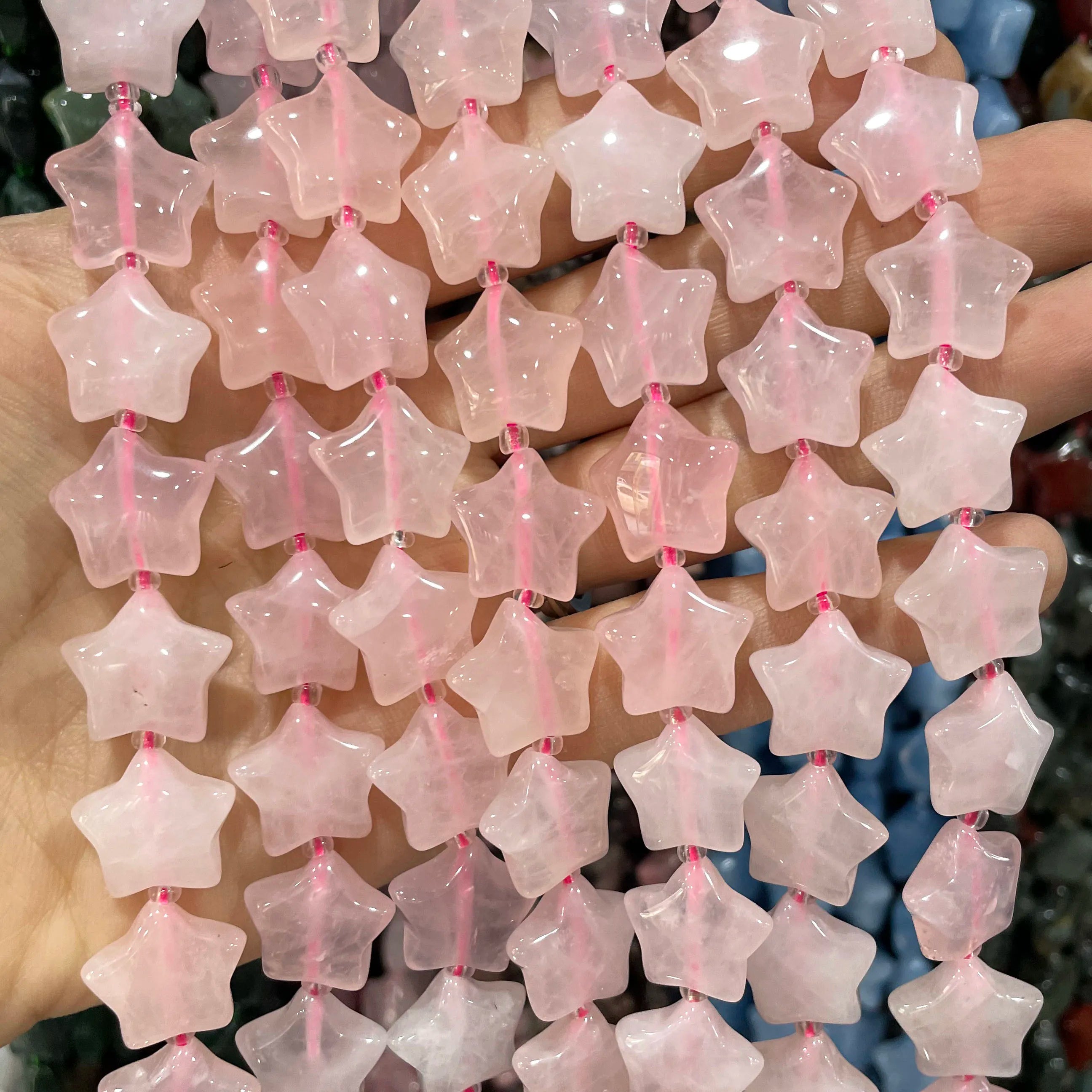 SYSRXLR Star Shaped Natural Stone Beads — 15mm Loose Quartz & Agate Spacers