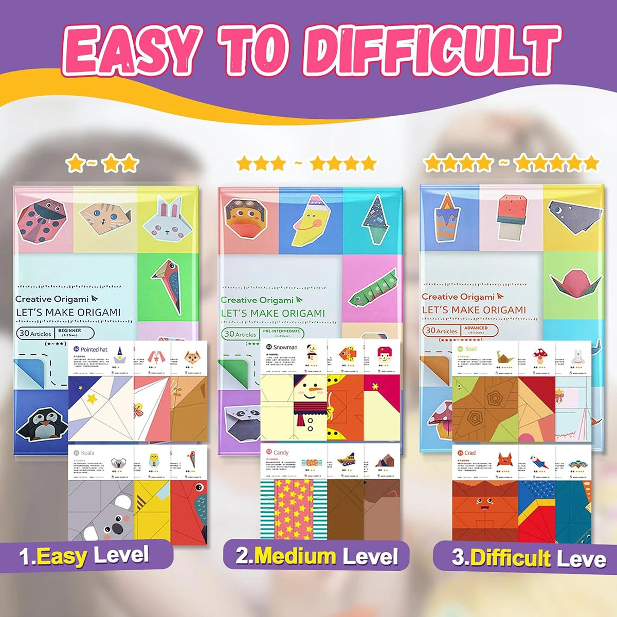 Origami Paper Craft Kit — DIY Art Project Supplies with Instruction Book