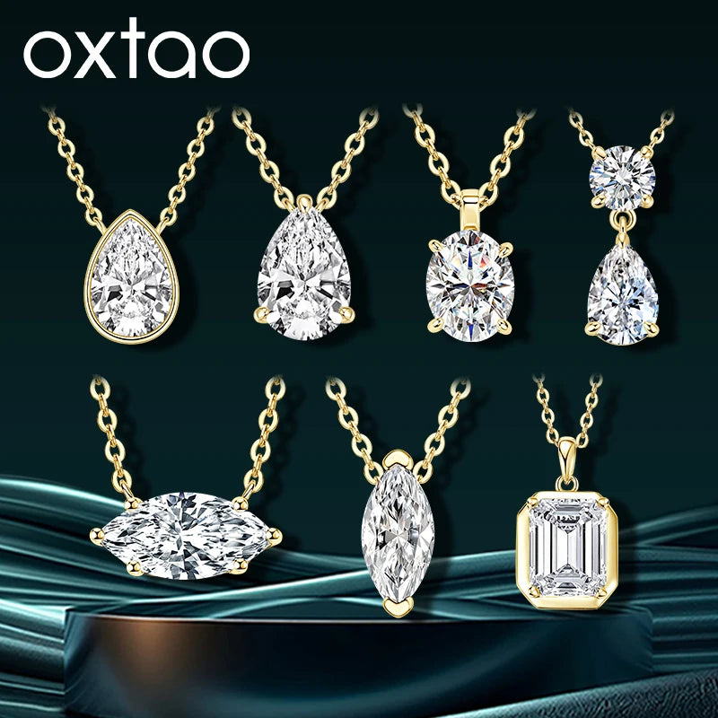 oxtao Moissanite Pendant Necklace — 14K Gold Filled Jewelry for Women