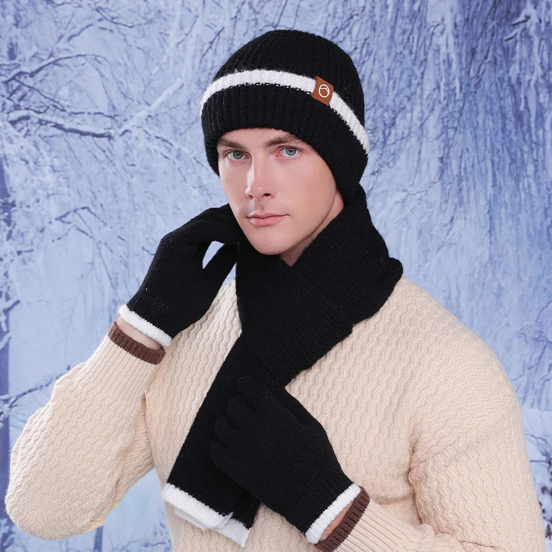 KINIJA Knitted Winter Accessory Set — Warm Hat, Scarf, and Gloves