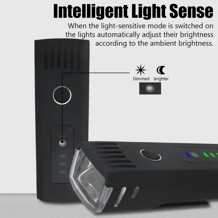 Rechargeable Bicycle LED Headlight — Waterproof Front and Rear Safety Lights