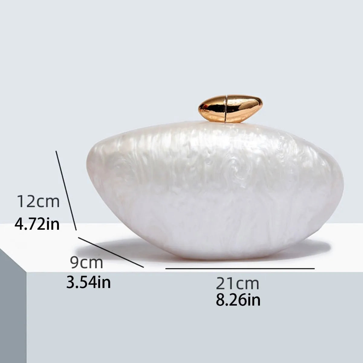 ABQP Retro Acrylic Marble Evening Bag — Elegant Minaudiere Clutch for Parties