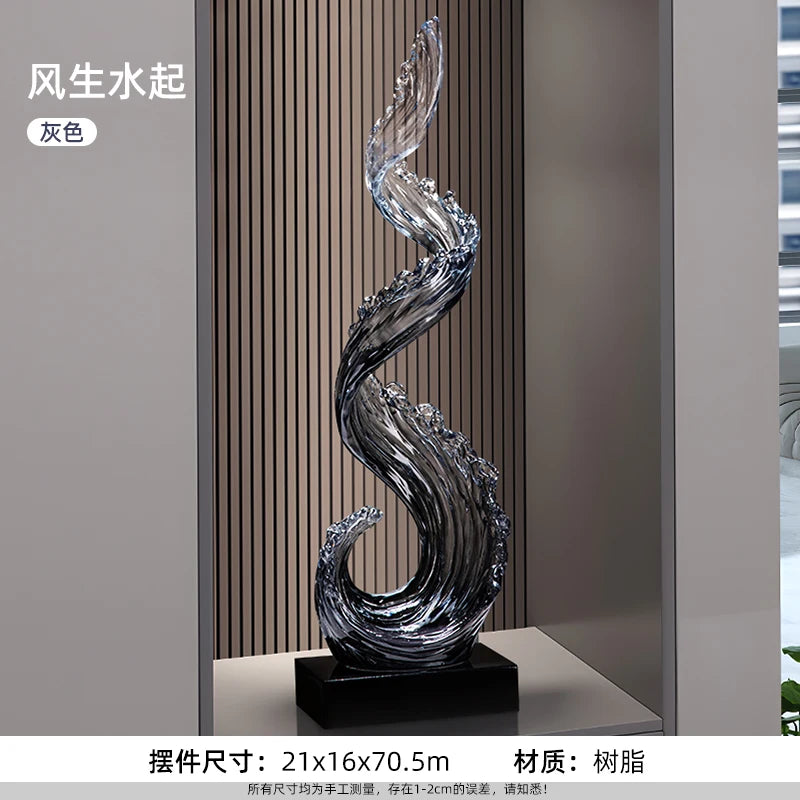 Abstract Resin Sculpture Decor — Modern Vertical Art for Living Room