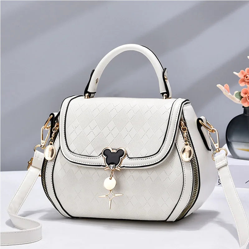 Genuine Leather Bow Bucket Bag — Elegant Shoulder Tote for Women