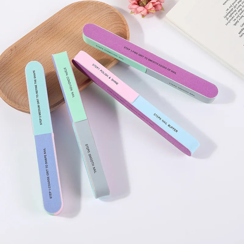 Professional 7-Way Nail Buffer Block — Multi-Sided Manicure Sanding Tool