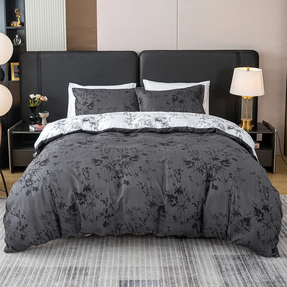 Pattern Print Duvet Cover Set — Soft Skin-Friendly Bedding with 2 Pillowcases