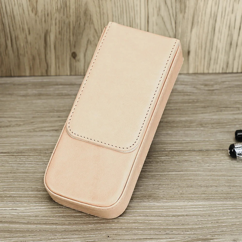 CONTACTS FAMILY Genuine Leather Pen Case — Luxury 3-Slot Pencil Pouch