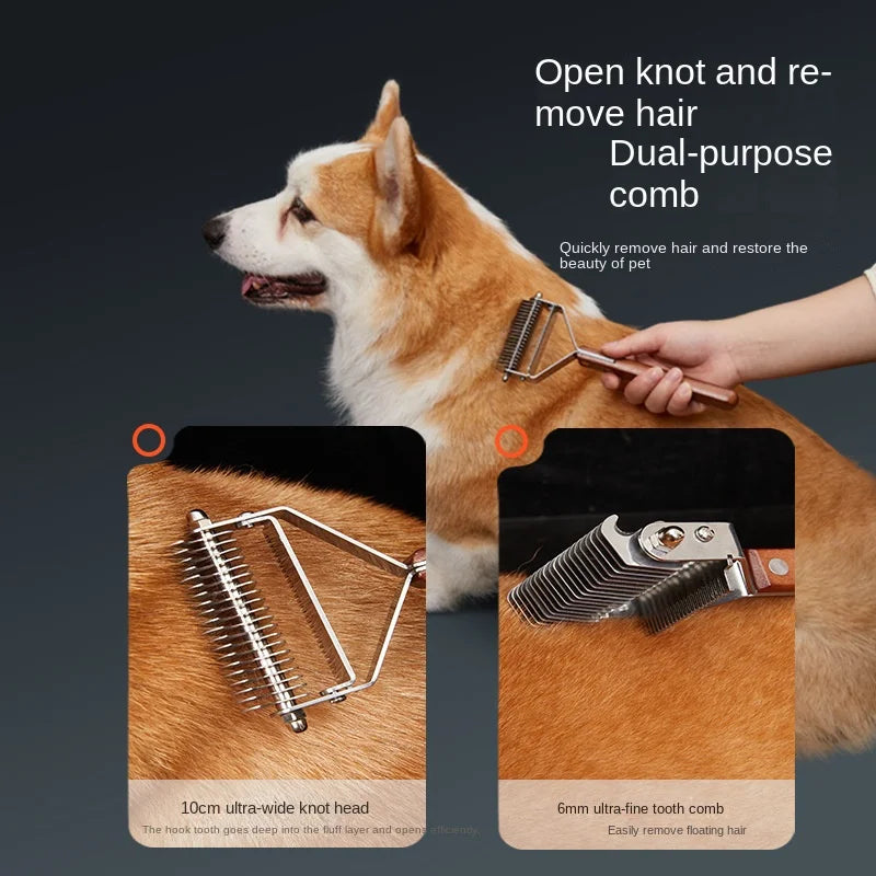 Self-Cleaning Pet Grooming Brush — Stainless Steel Hair Remover for Dogs & Cats