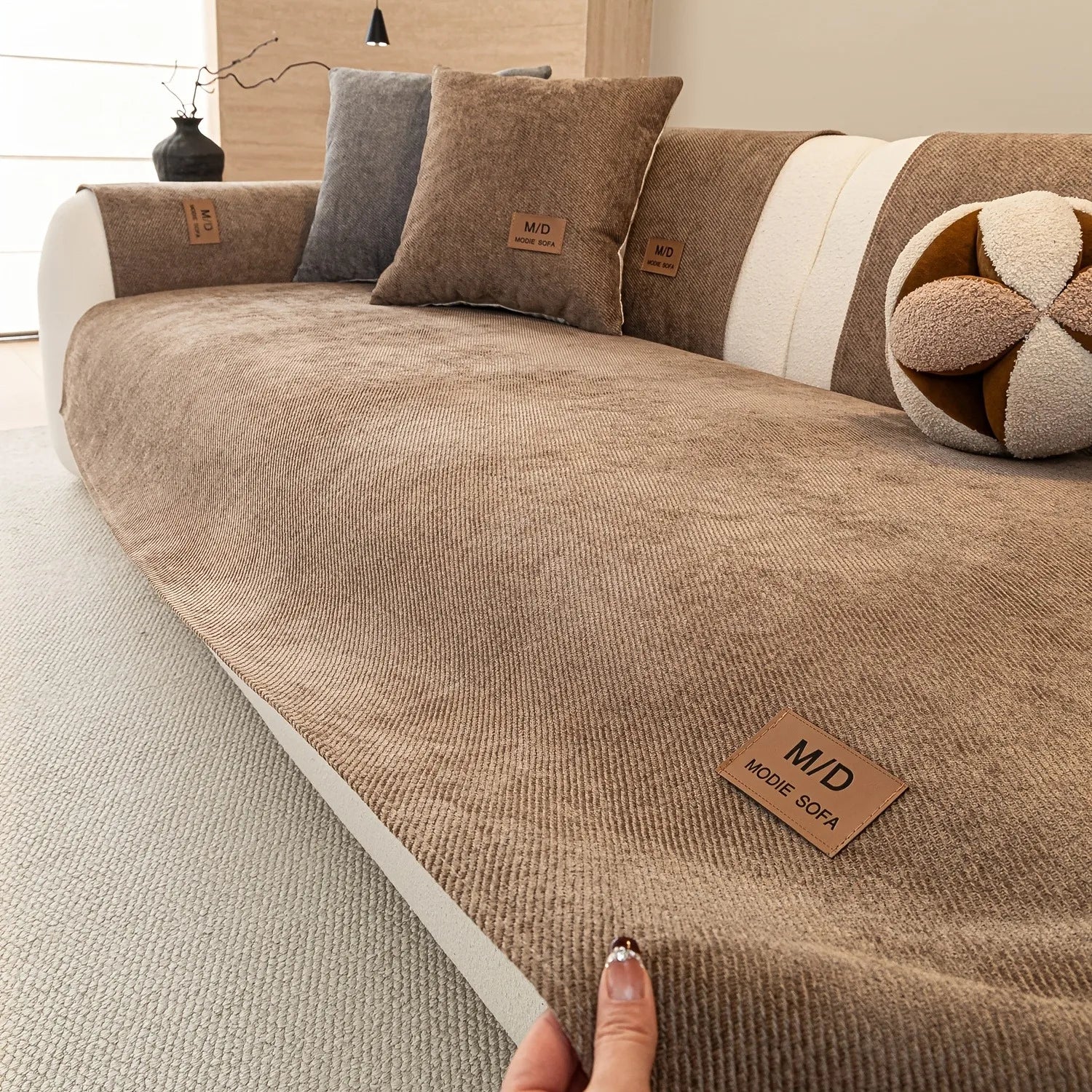 Chenille Twill Sofa Cover — Non-Slip Pet-Friendly Couch Protector