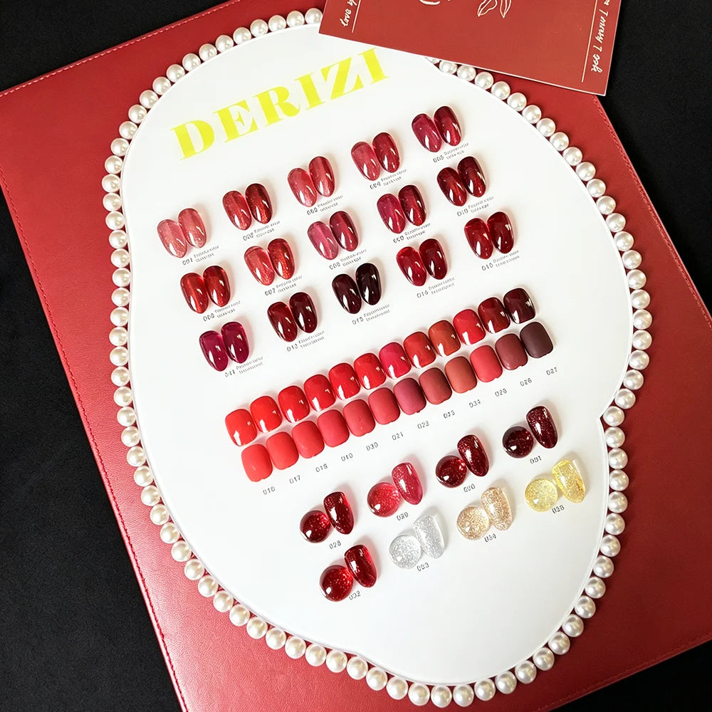 Derizi Red Gel Nail Polish Set — Professional Soak Off Kit with Color Chart