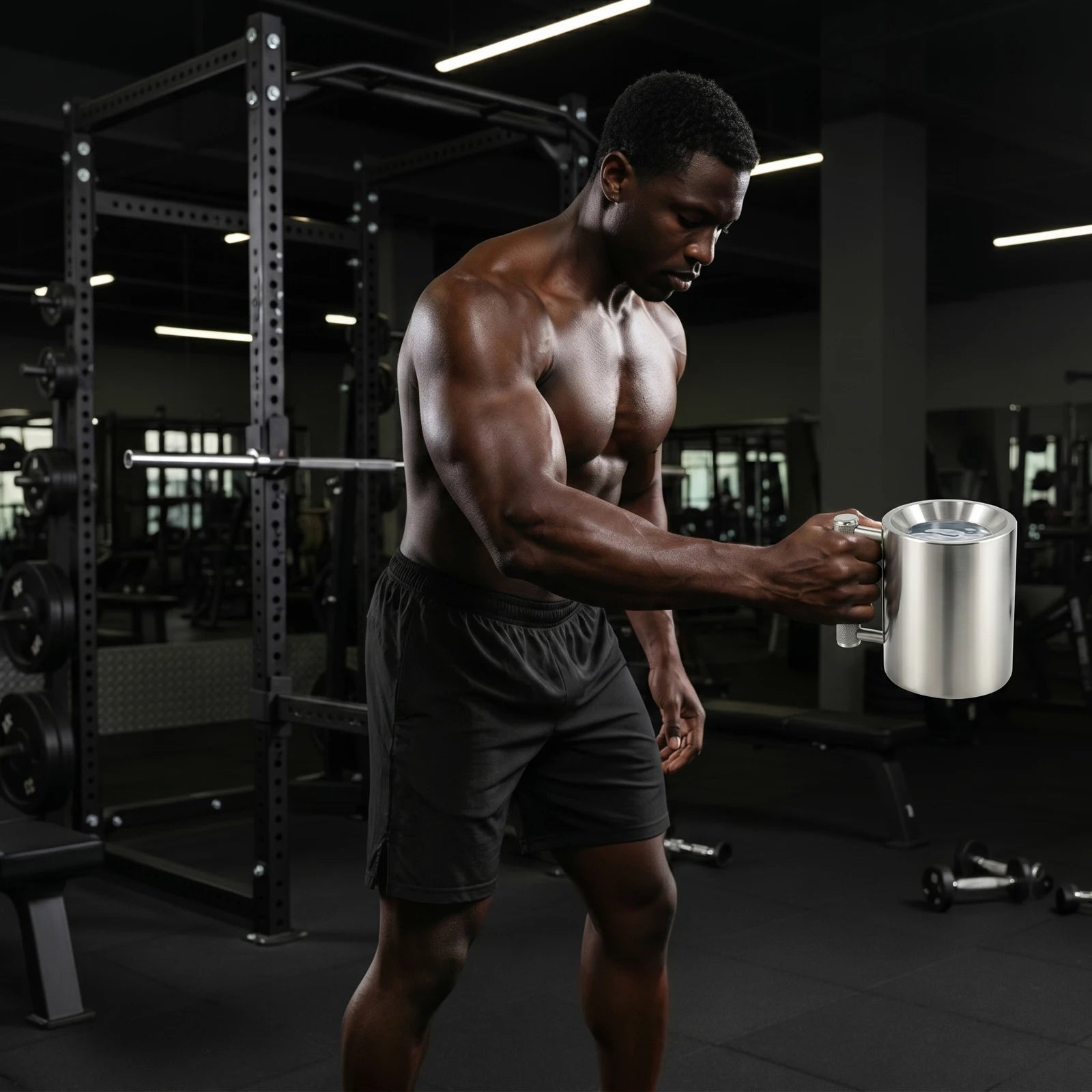 Stainless Steel Dumbbell Cup — Multifunction Fitness Water Bottle
