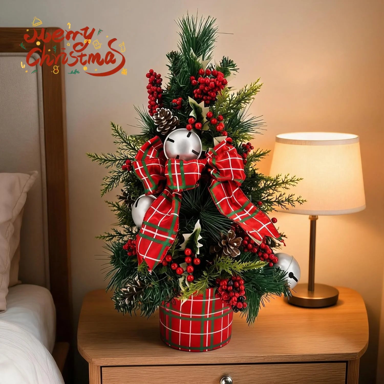 Garvee Mini Tabletop Christmas Tree — Pre-Lit LED Holiday Decor