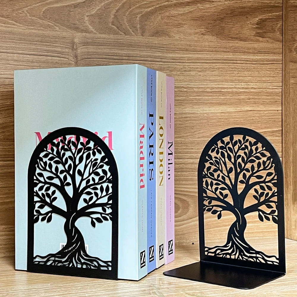 Tree of Life Metal Bookends — Decorative Desk Organizer for Office and Library