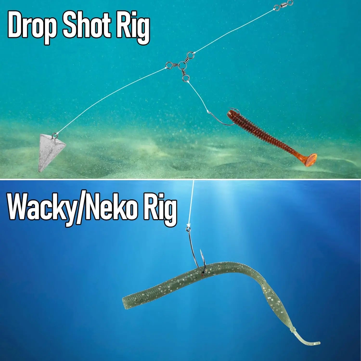 FishTrip High Carbon Steel Fishing Hooks — Versatile Drop Shot & Wacky Rig Set