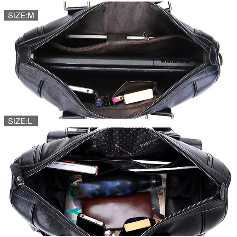 Men's Leather Business Briefcase — Large Capacity Laptop Messenger Bag