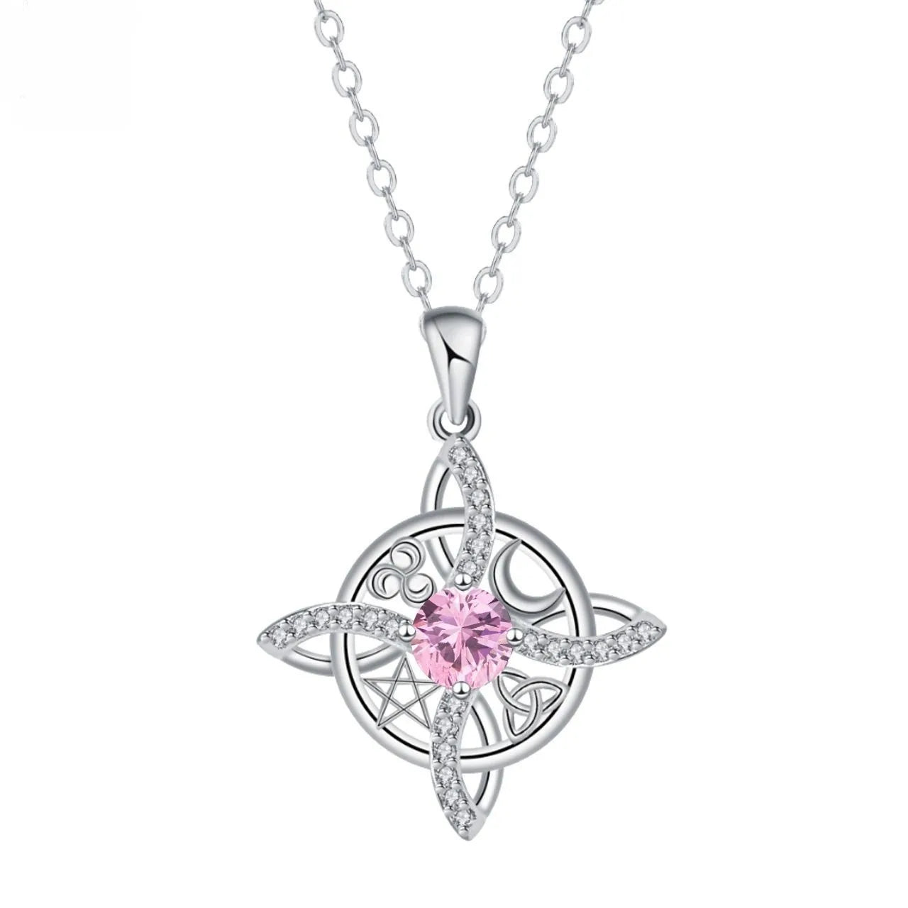 YILUOCD Mystical Birthstone Witches Knot Necklace — Vintage Crystal Pendant