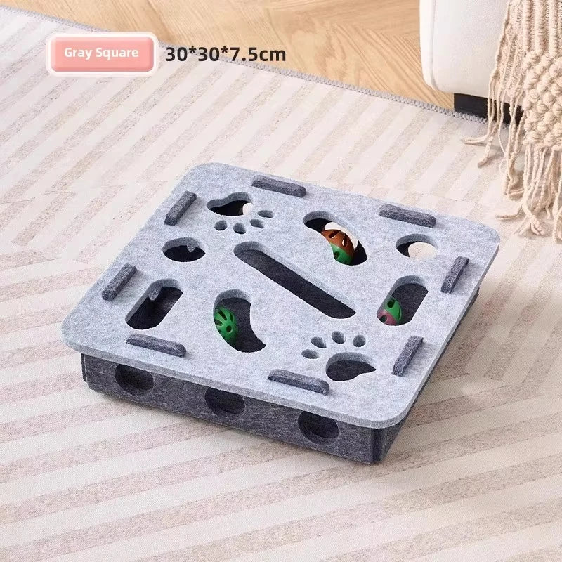 Interactive Felt Cat Puzzle Box — Indoor Exercise & Mental Stimulation Toy