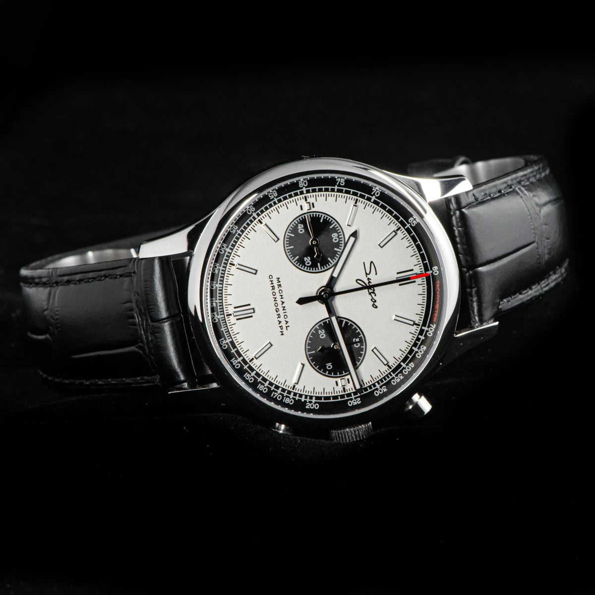 SUGESS 1963 Pilot Chronograph Watch — Mechanical Panda Dial Wristwatch