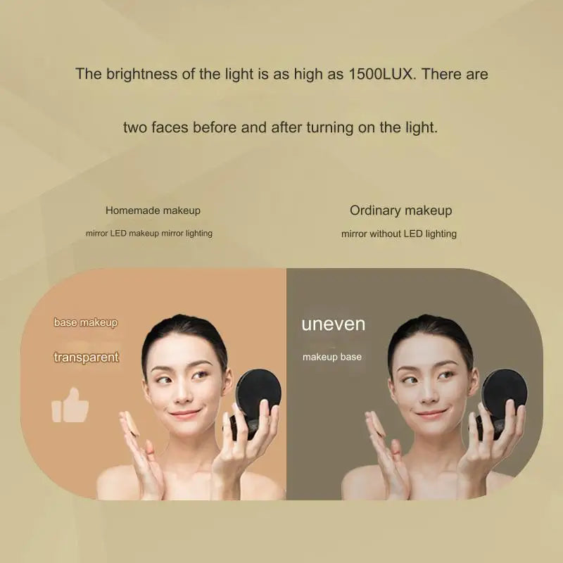 LED Makeup Mirror — Rechargeable Desktop Fill Light, Foldable Design