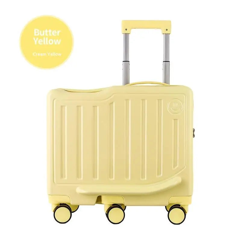 Kids Rideable Rolling Suitcase — Portable Carry On Luggage with Password Lock