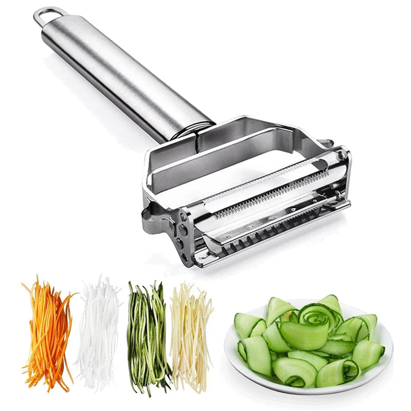 BalmyDays Stainless Steel Vegetable Peeler — 2-in-1 Slicer and Grater Tool