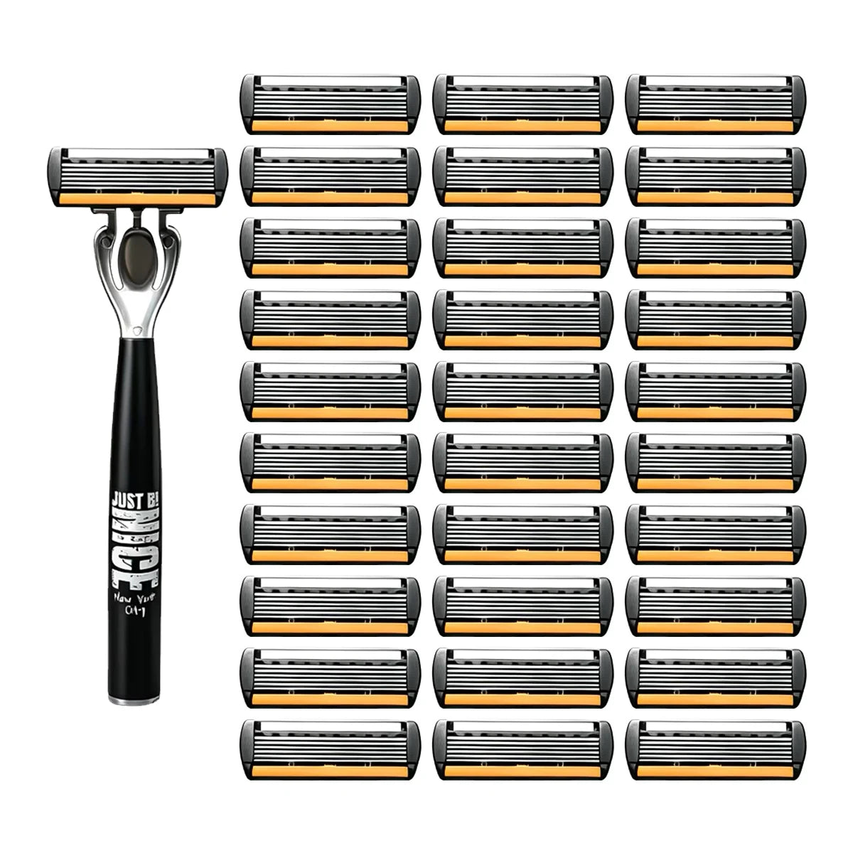 Men's Manual Safety Razor Set — 6-Layer Stainless Steel Blades with Aloe Vera