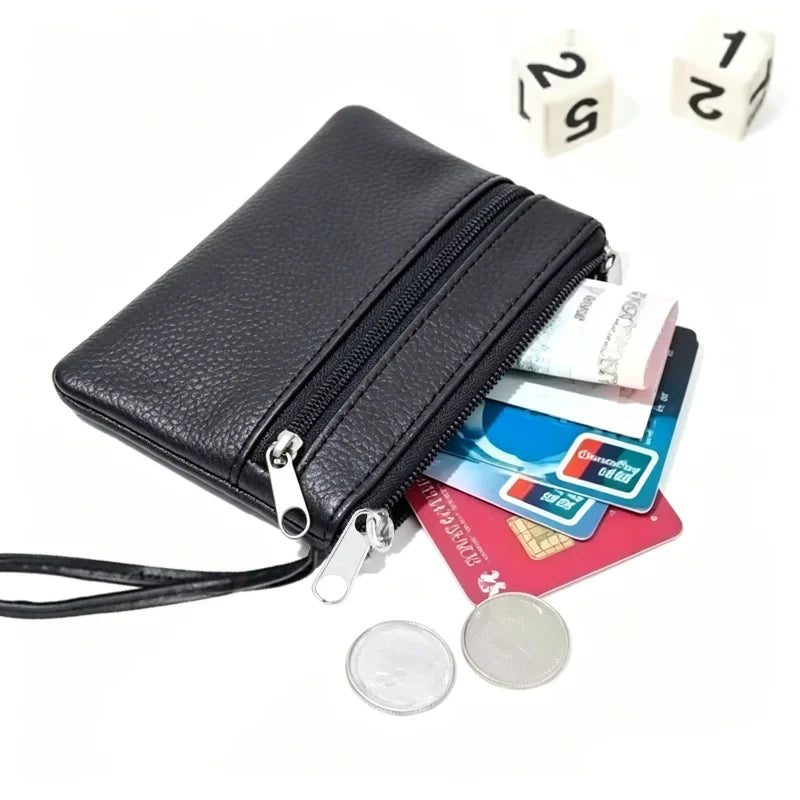 Compact Leatherette Coin Purse — Small Zippered Wallet for Change and Keys
