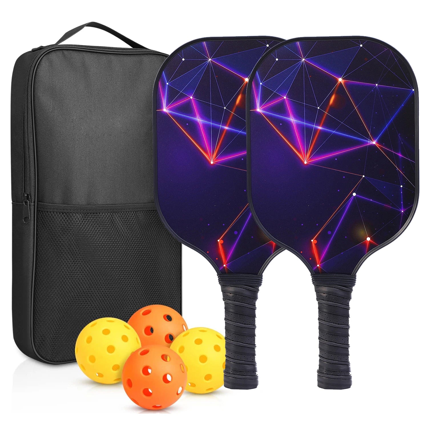 GojoyLiu Pickleball Paddle Set — Durable Fiberglass Rackets with 4 Balls