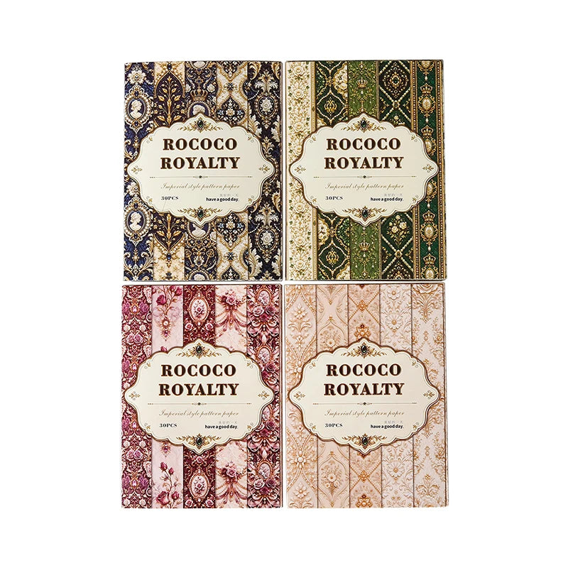 Rococo Royal Style Decorative Paper — 30 Pcs Scrapbooking & Junk Journal Supplies