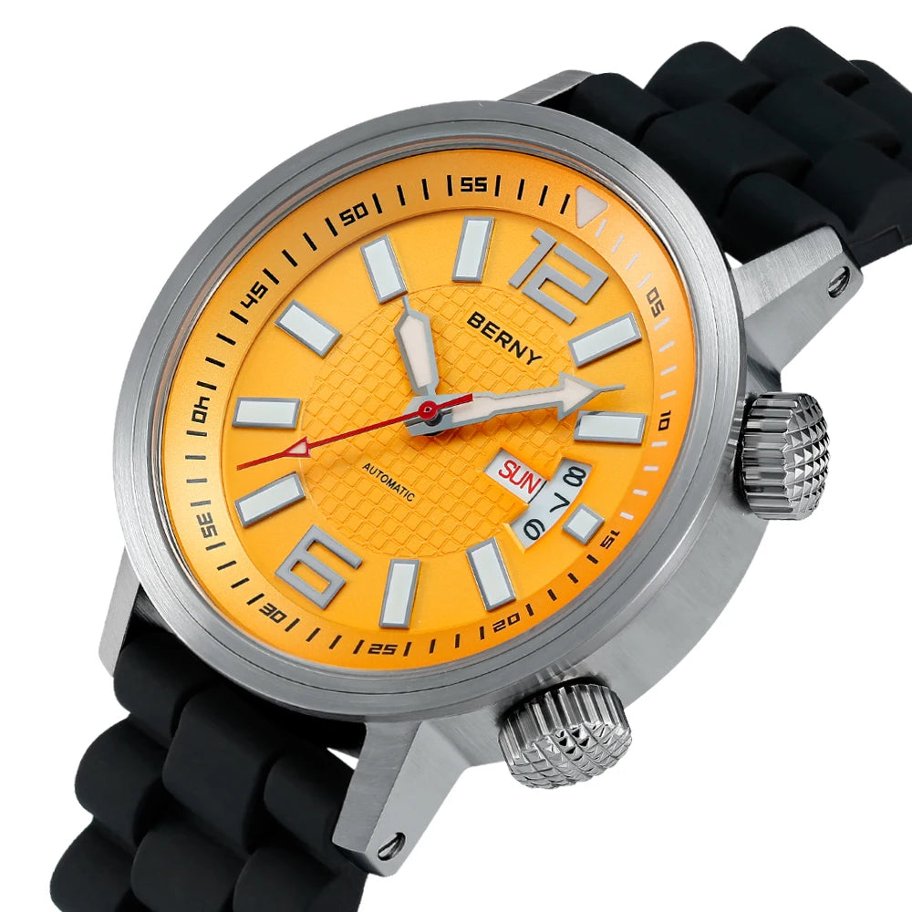 BERNY Automatic Diver Watch — 20ATM Waterproof Mechanical Wristwatch