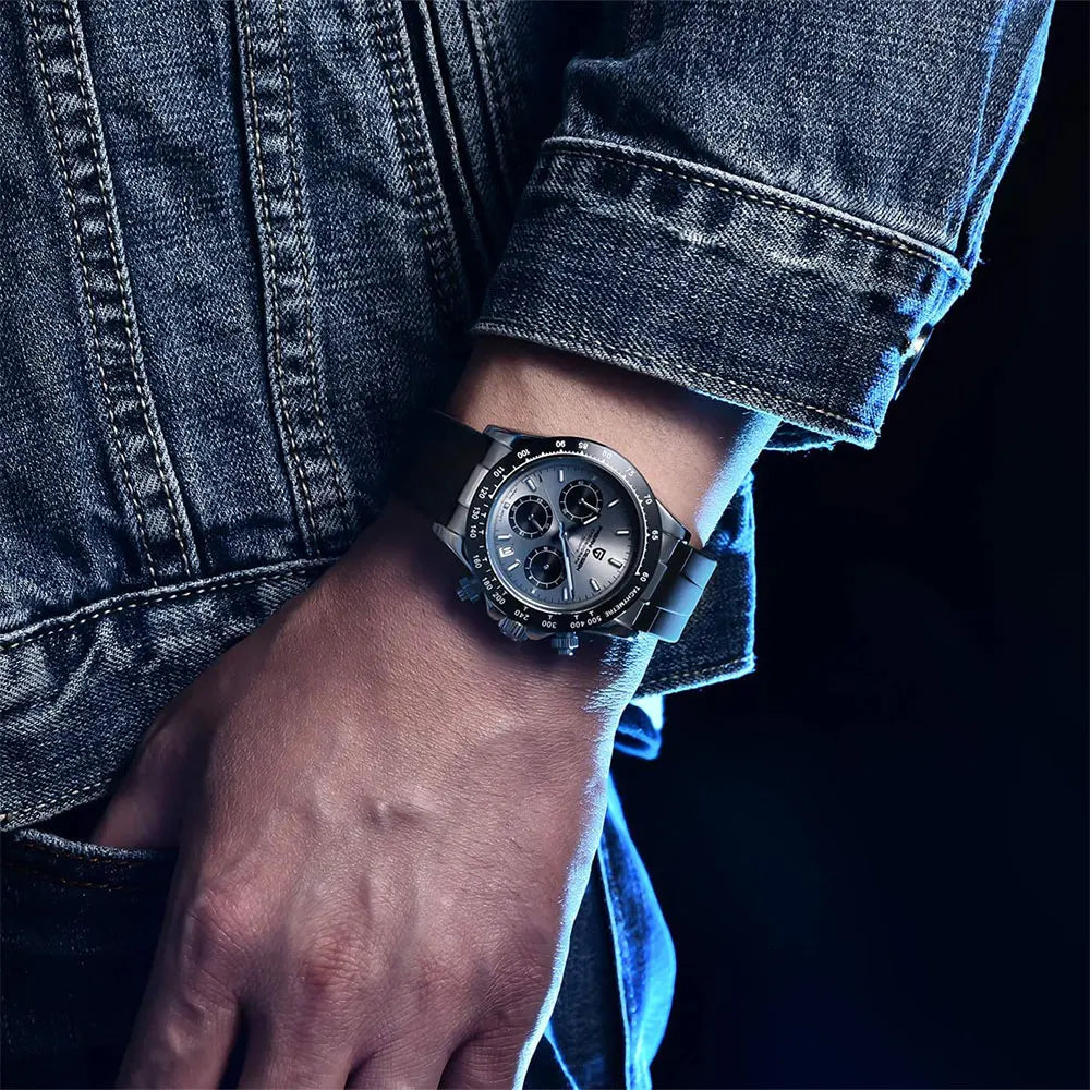 PAGANI DESIGN Men's Quartz Chronograph — Ceramic Bezel & Sapphire Glass Watch