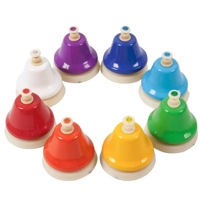 Monster Carnival 8-Note Hand Bell Set — Rainbow Percussion Musical Toy