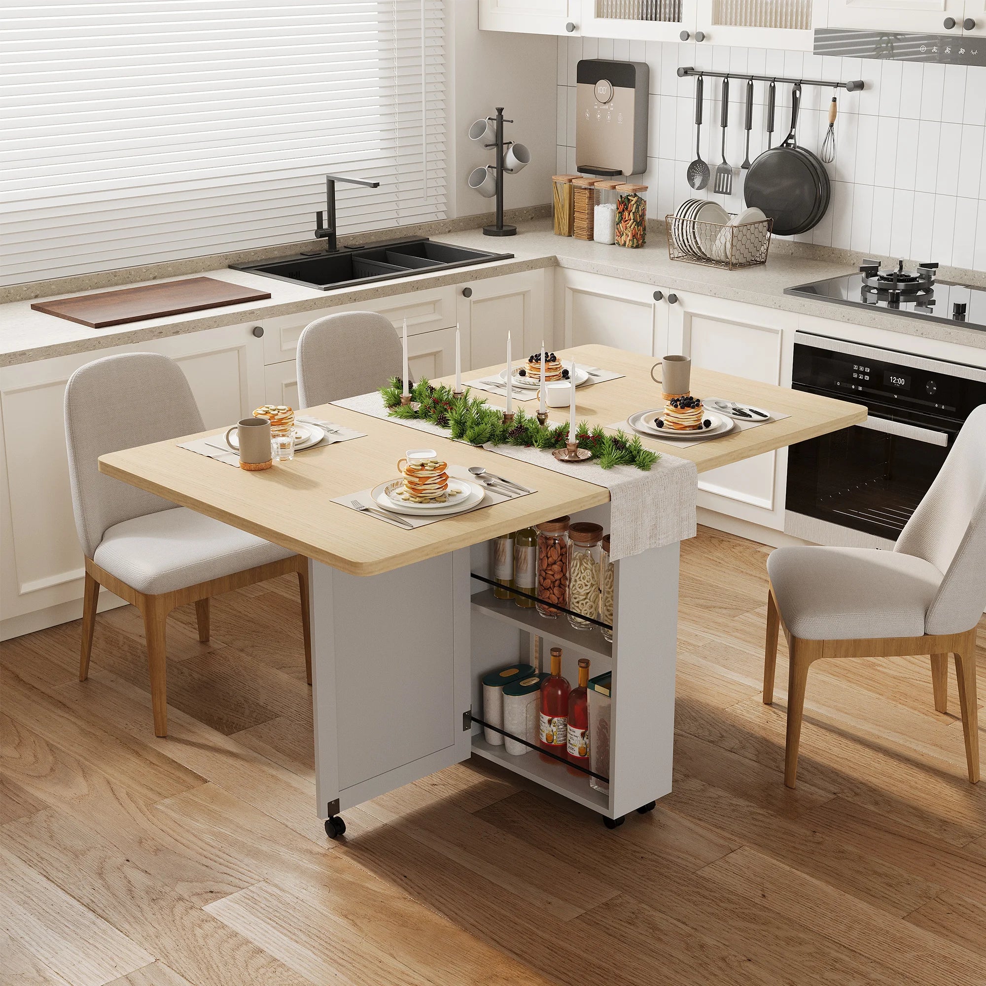 OUTWIND Folding Dining Table — Space-Saving Drop Leaf Design with Storage