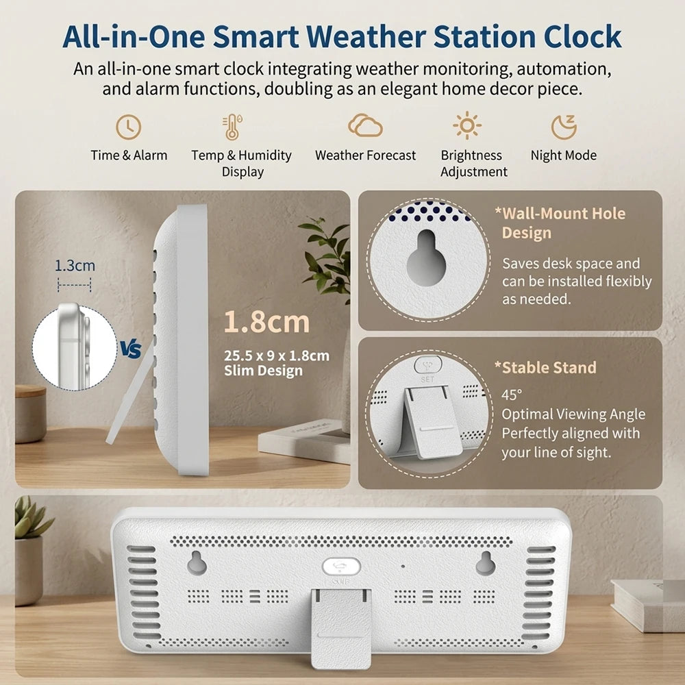 Niditon Smart Weather Clock — Digital Temperature & Humidity Display