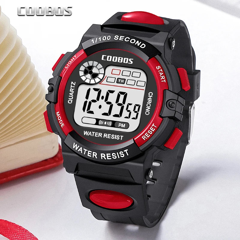 Digital LED Kids Sports Watch — Multifunctional Waterproof Wristwatch