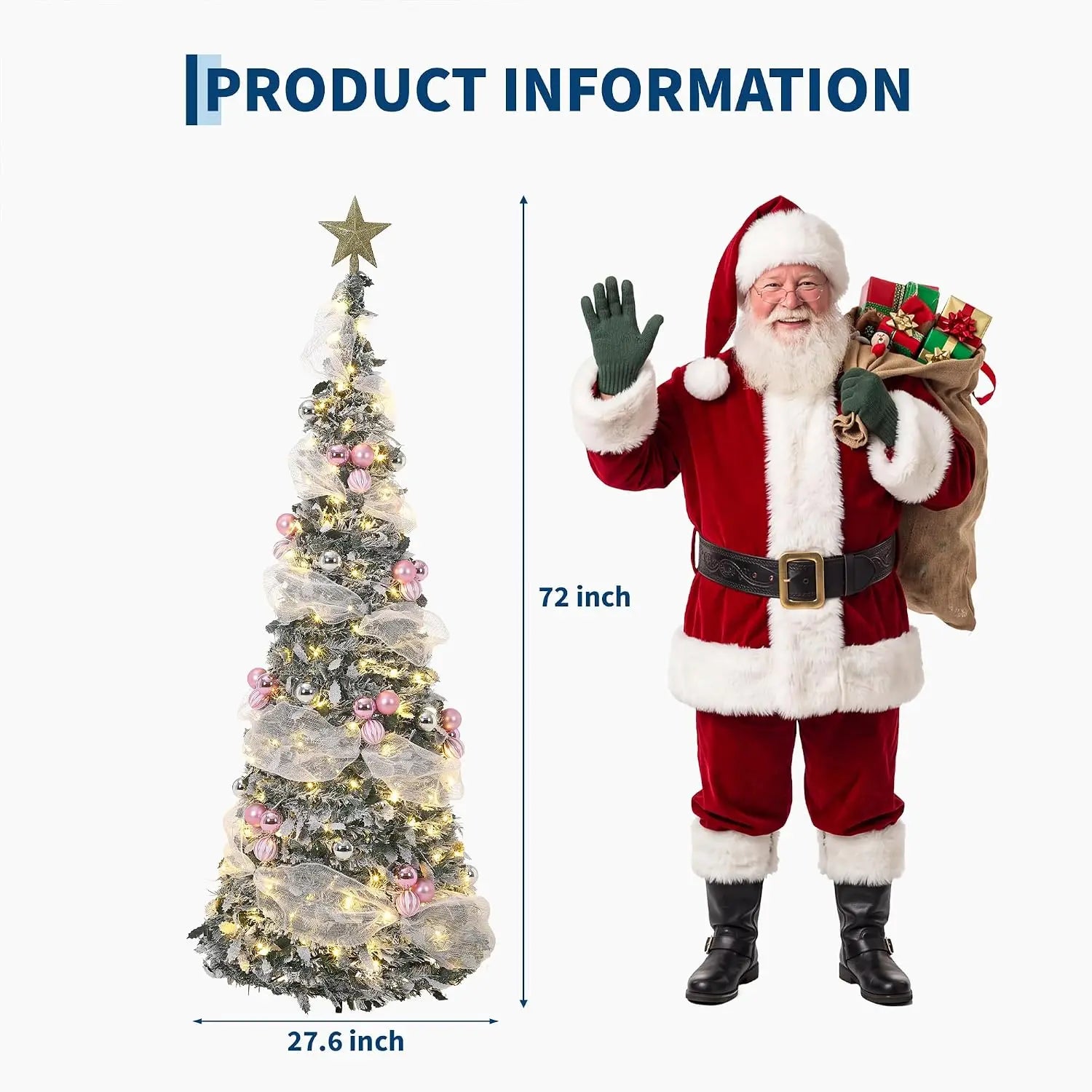Garvee 6ft Pop-up Christmas Tree — Pre-Lit Flocked Design with LED Lights