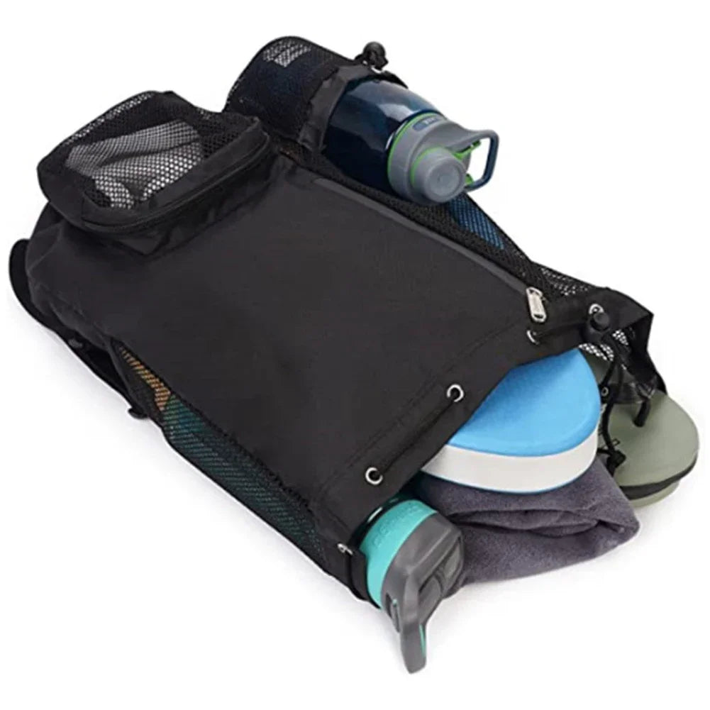 vakind Drawstring Sports Backpack — Lightweight Mesh Beach Bag