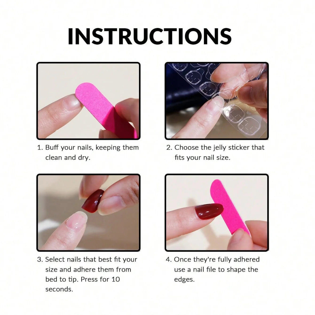 Handmade Press-On Nails — Pink and White Floral Design with Pearl Accents