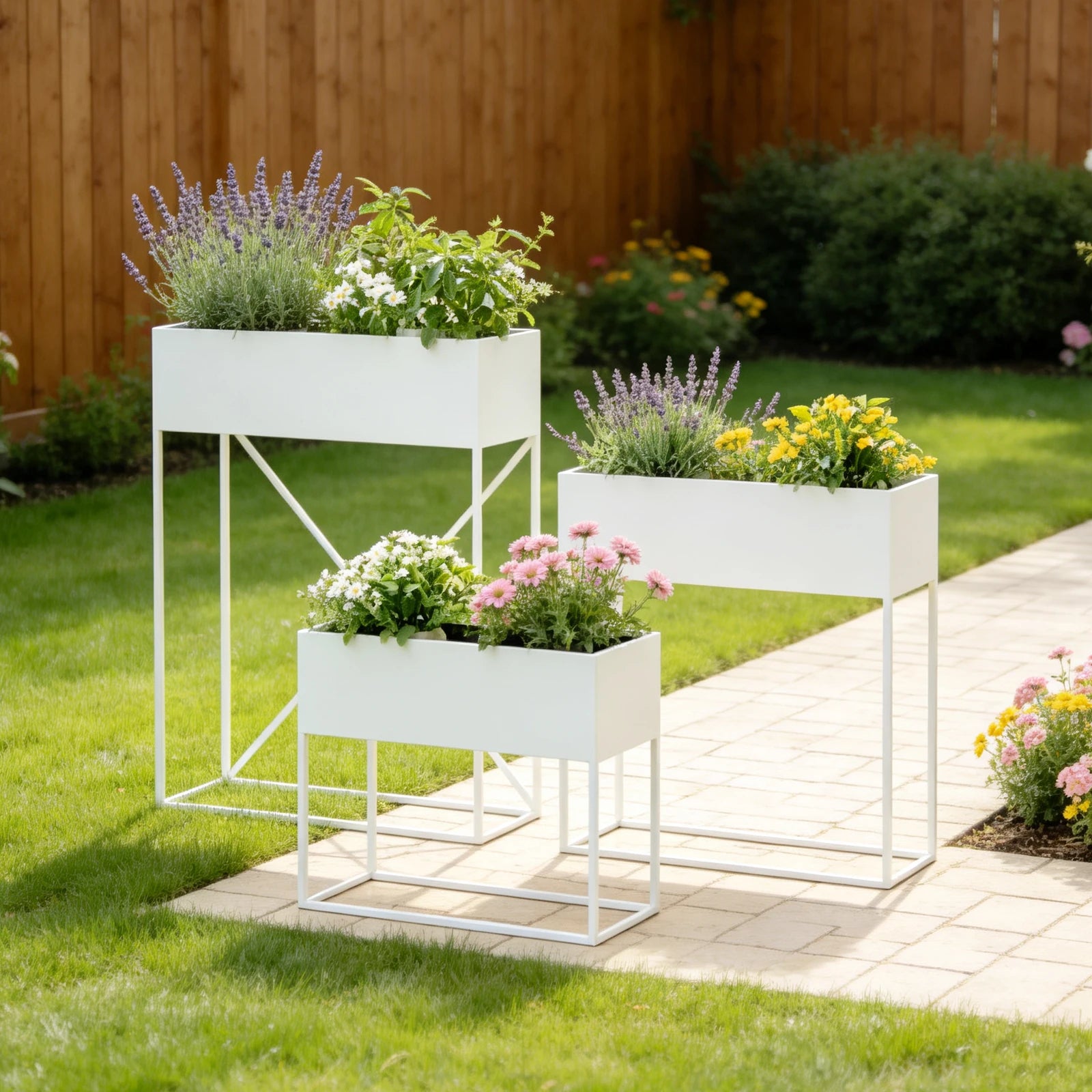 3-Piece Metal Raised Garden Bed — Elevated Tiered Planter with Legs