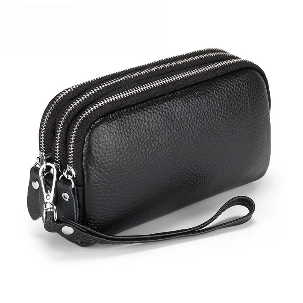 macroupta Genuine Leather Long Wallet — Large Capacity Wristlet Clutch