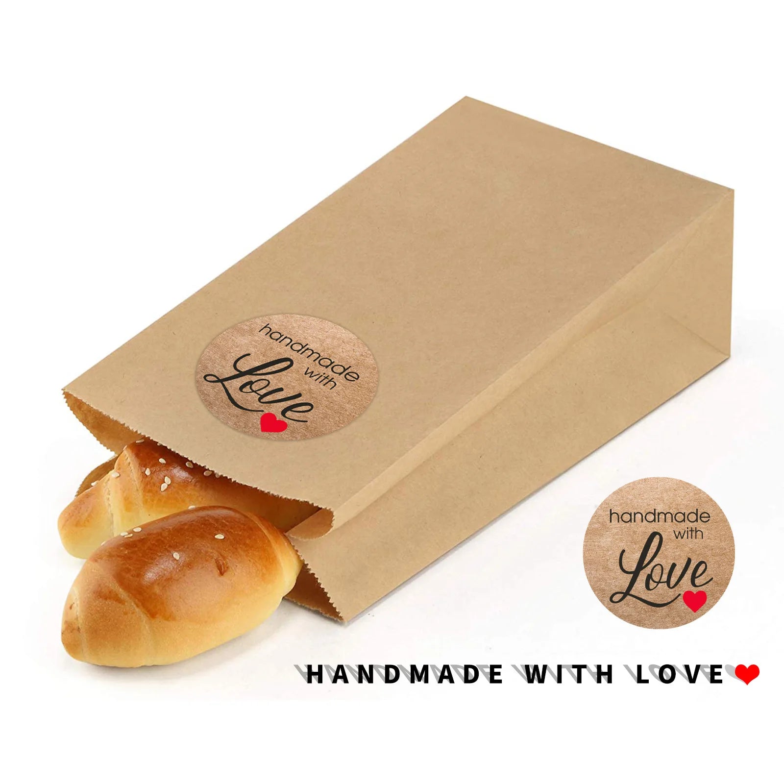Vintage Kraft Paper Stickers — Handmade With Love Adhesive Labels
