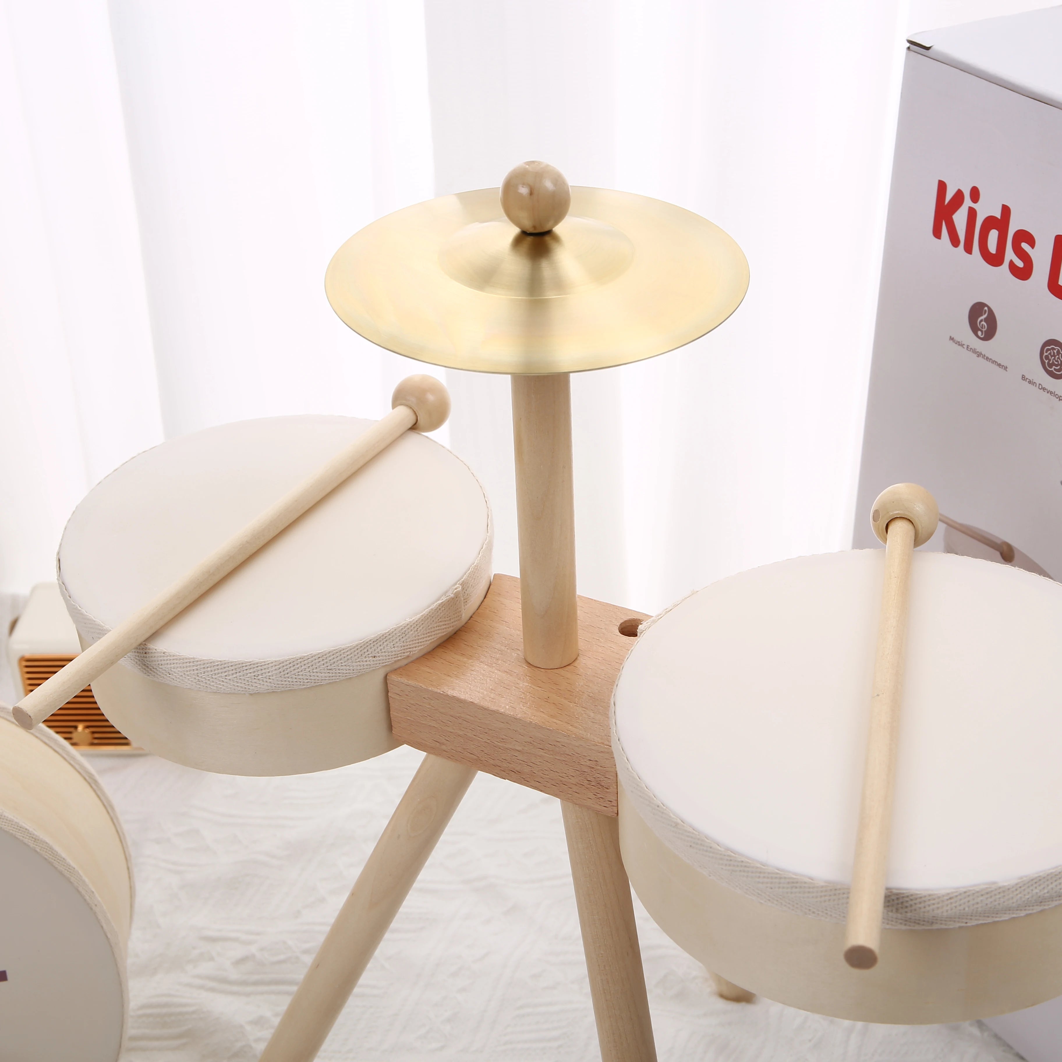 Kids Wooden Drum Set — Educational Musical Percussion Toy
