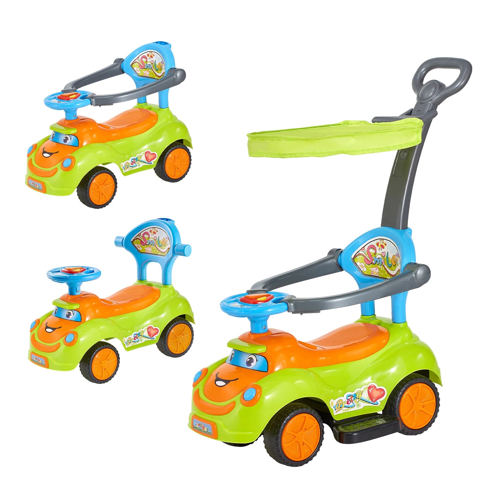 SucceBuy 3-in-1 Ride On Push Car — Toddler Walker & Driving Toy