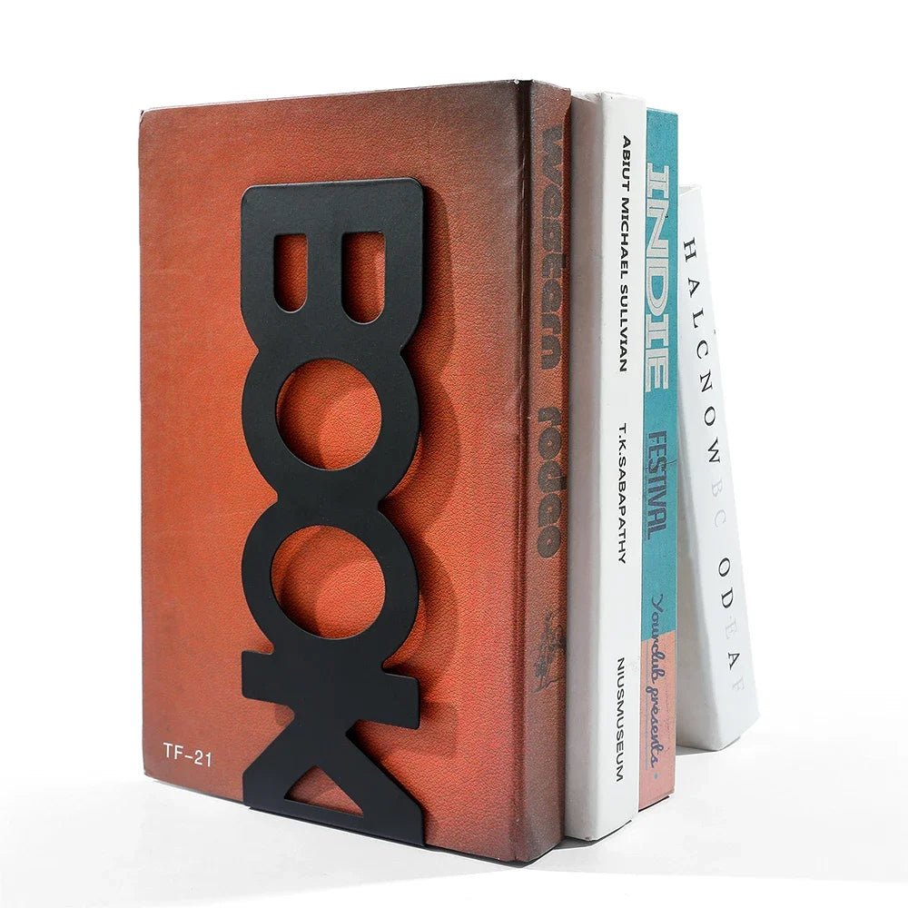 Metal English Letter Bookends — Creative Desk Decor & Book Support